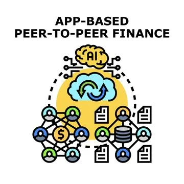 App based peer to peer finance network connecting people Stock Illustration