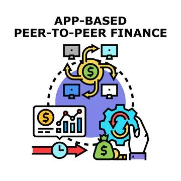App based peer to peer finance network connecting users イラスト素材