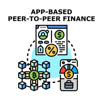 App based peer to peer finance concept illustration Stock Illustration