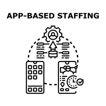App based staffing solutions connecting workers and employers Stock Illustration