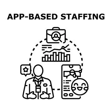 App based staffing system recruiting human resources concept Stock Illustration