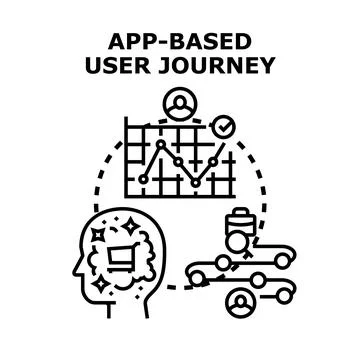 App based user journey and digital customer experience Stock Illustration