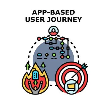 App based user journey mapping conversion process Illustration