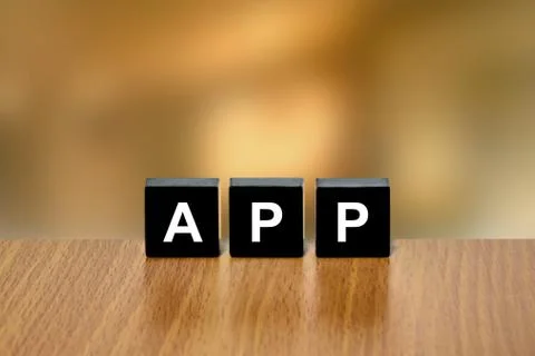 App on black block Stock Photos