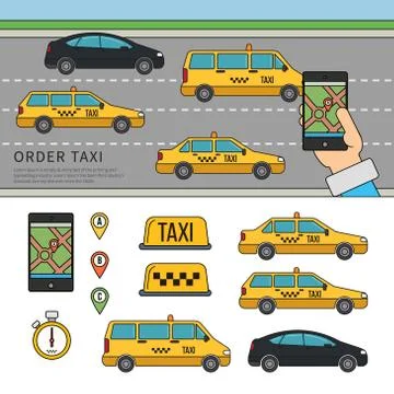 App for booking taxi Stock Illustration