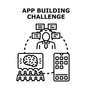 App building challenge brainstorming and development process イラスト素材