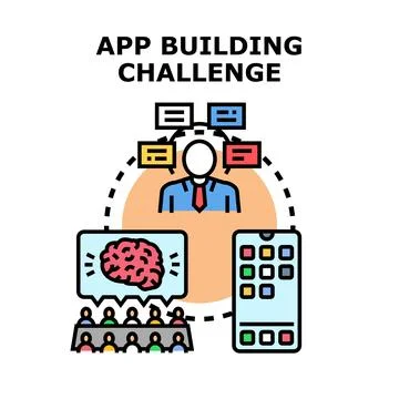 App building challenge brainstorming and development process イラスト素材