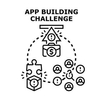 App building challenge obstacles and development process Stockillustratie