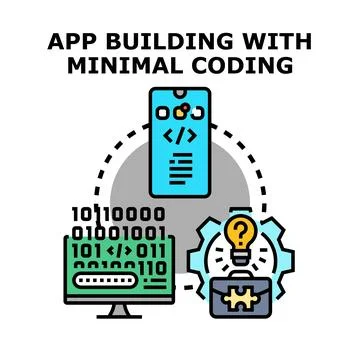 App building with minimal coding process development Stockillustratie