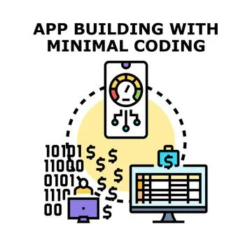 App building with minimal coding vector illustration 스톡 일러스트