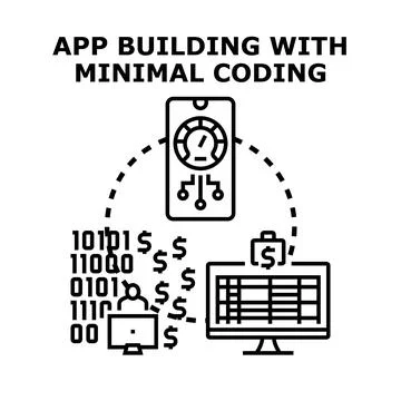 App building with minimal coding vector illustration 스톡 일러스트