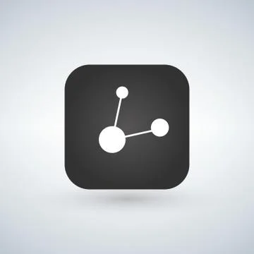 App button with share symbol sign. Black rounded square shape with black shad 스톡 일러스트