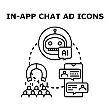 In app chat ad icons attracting users Stock Illustration