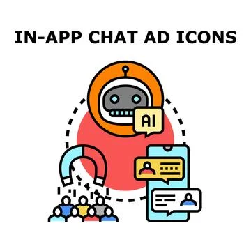 In app chat ad icons attracting users Stock Illustration