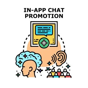 In app chat promotion engaging audience concept Stock Illustration