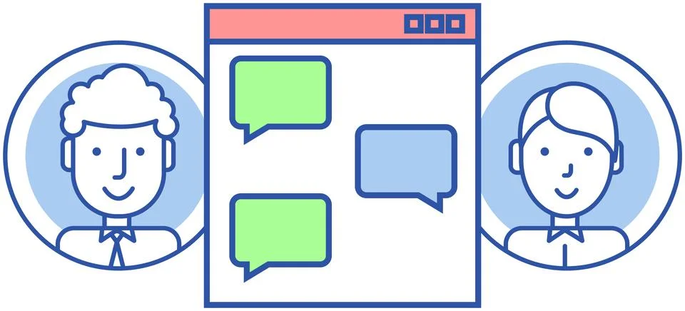 App for chatting online in messenger. Program, social network for virtual Illustrazione stock