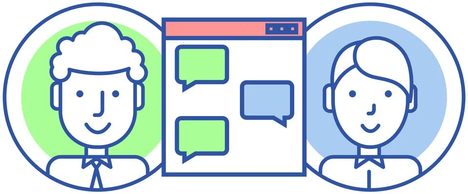 App for chatting online. Program, social network for virtual convenient Stock Illustration