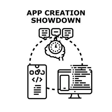 App comparison development process creating digital solution Illustrazione stock