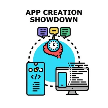 App comparison development process creating digital solution Stock Illustration