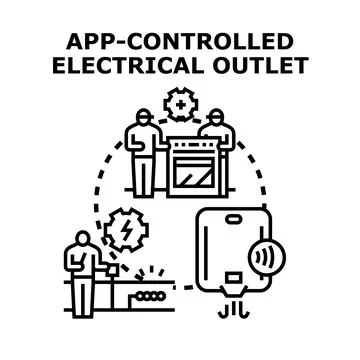 App controlled electrical outlet smart home system connecting devices Stock Illustration