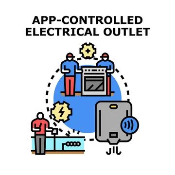 App controlled electrical outlet smart home system connecting devices Stock Illustration