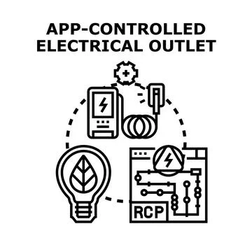 App controlled smart electrical outlet system concept Stock Illustration
