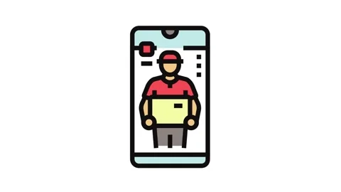 App courier delivery color icon animation Stock Footage 326101025