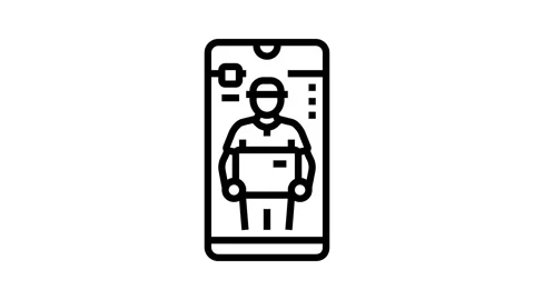 App courier delivery line icon animation Stock Footage 326137408