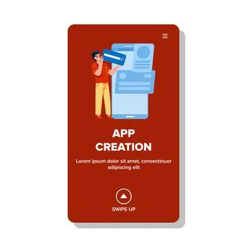 App Creation And Development Man Occupation Vector Stock Illustration