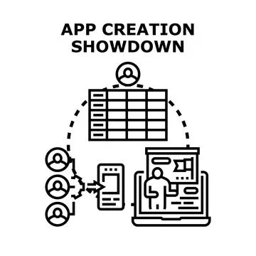 App creation showdown comparing user experience and development stages Stock Illustration