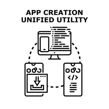 App creation unified utility developing programming software イラスト素材