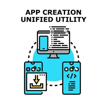 App creation unified utility developing programming software イラスト素材