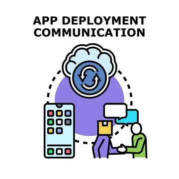 App deployment communication concept facilitating cloud integration 스톡 일러스트