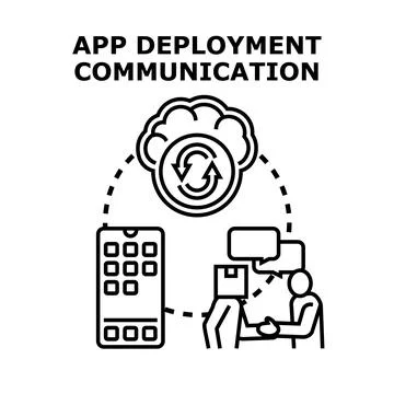 App deployment communication concept facilitating cloud integration 스톡 일러스트