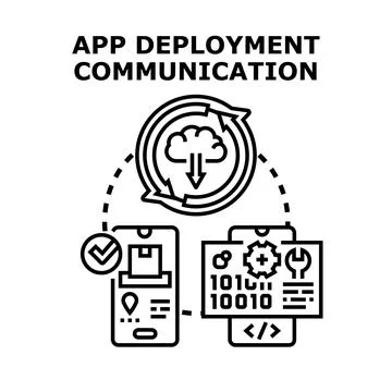 App deployment communication process using cloud technology イラスト素材