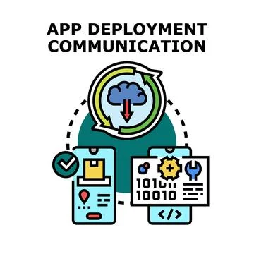 App deployment communication process using cloud technology Stock Illustration