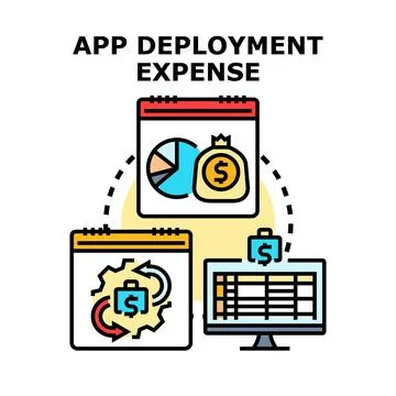 App deployment expense calculating and management process Stock Illustration