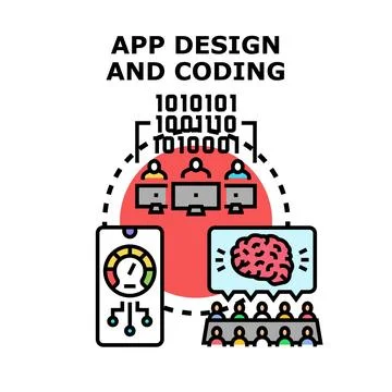 App design and coding color vector concept Stockillustratie