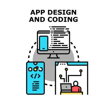 App design coding and engineering development process 库存插图