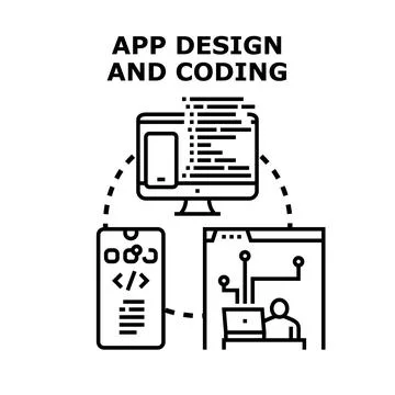 App design coding and engineering development process Illustrazione stock