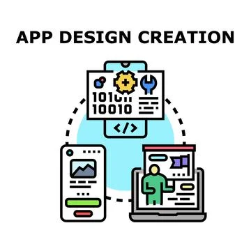 App design creation and development process concept Stock Illustration