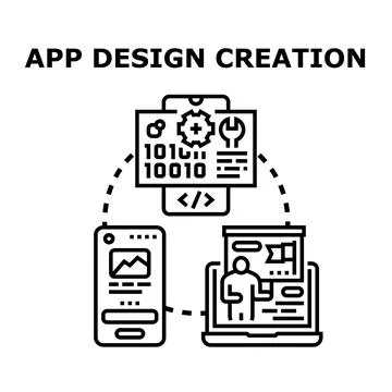 App design creation and development process concept イラスト素材