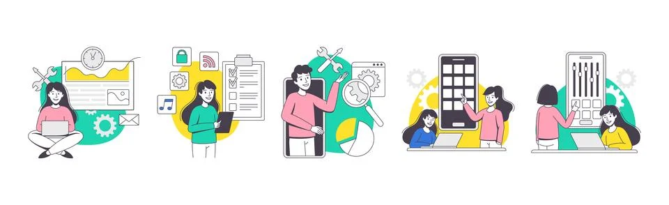 App Dev Professional Developing Software Application for Mobile Device Vector イラスト素材