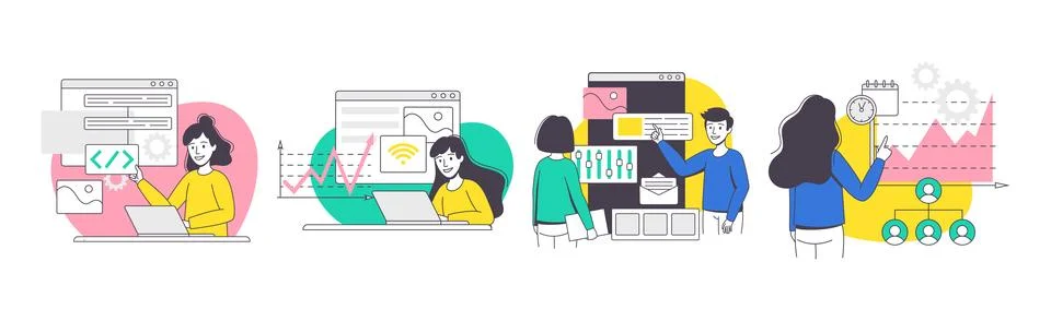 App Dev Professional Developing Software Application for Mobile Device Vector 스톡 일러스트