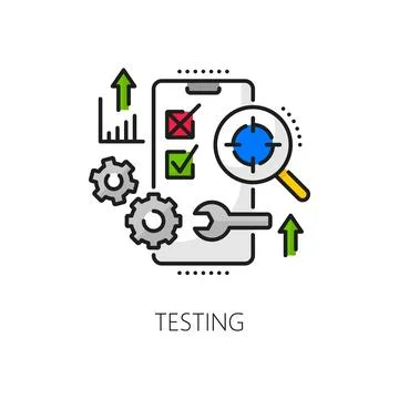 App develop and testing, software coding icon Stock Illustration