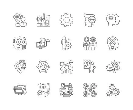 App developer line icons, signs, vector set, outline illustration concept イラスト素材