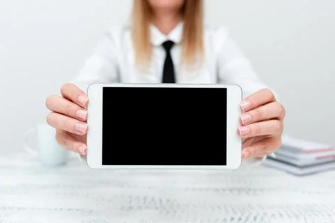 App Developer Presenting New Program, Displaying Upgraded Device, Entrepreneur Stock Photos