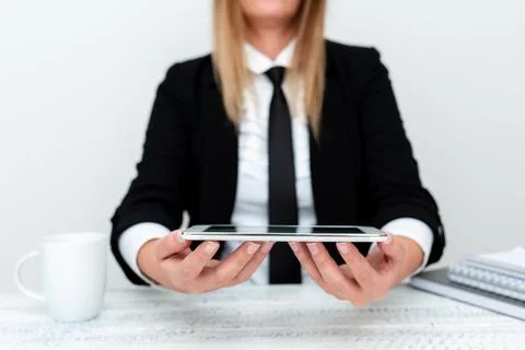 App Developer Presenting New Program, Displaying Upgraded Device, Entrepreneur Stock Photos