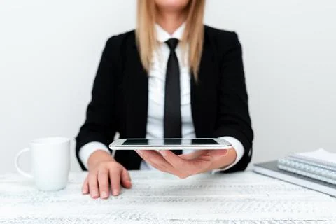 App Developer Presenting New Program, Displaying Upgraded Device, Entrepreneur Stock Photos