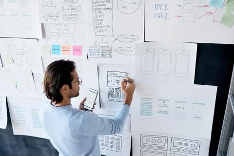 App developer working on interface design Foto stock